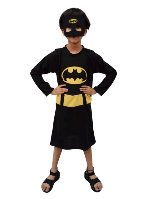 BookMyCostume Black Bat Costume for Girls with Attached Cape & Eye Mask | Superhero Costume for Girls | Fancy Dress Outfit For Girls
